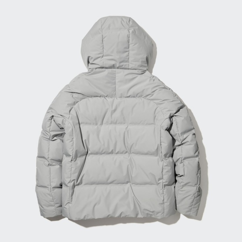 Uniqlo 3D Cut Seamless Down Parka Herre Lysegrå | 9681-GMRDO