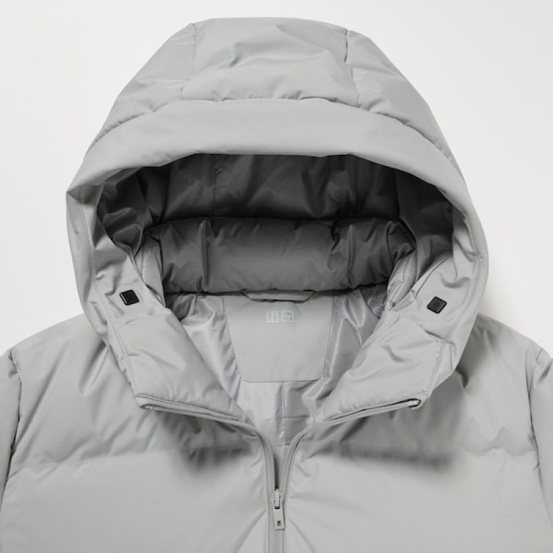 Uniqlo 3D Cut Seamless Down Parka Herre Lysegrå | 9681-GMRDO