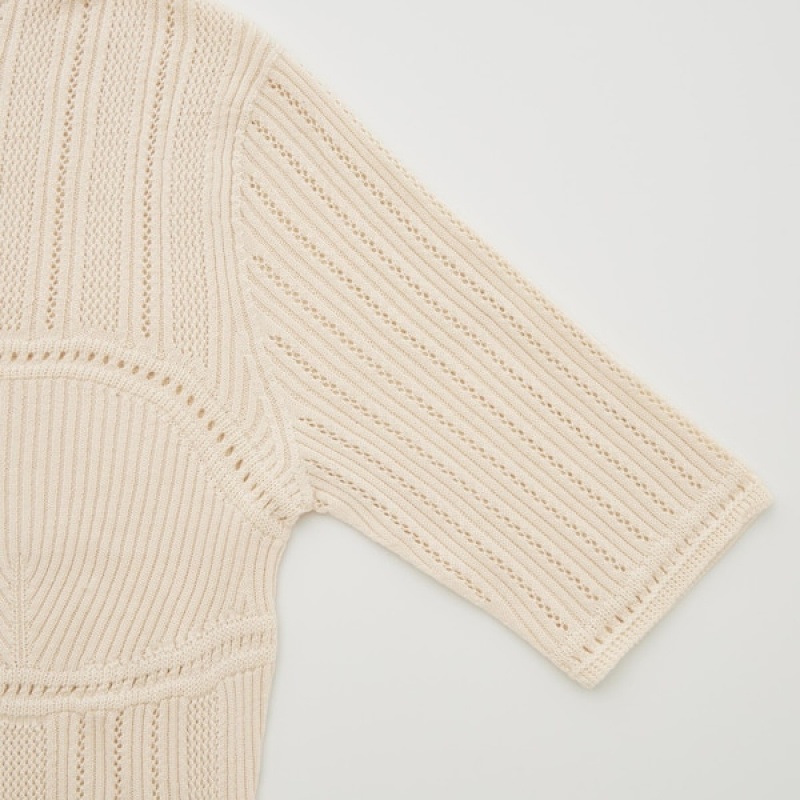 Uniqlo 3D Knit Mesh Half-Sleeve Trøjer Dame Beige | 0854-OEIXH