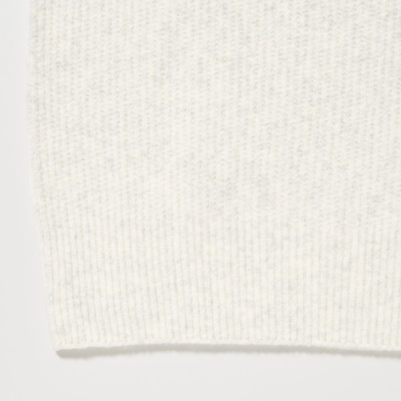 Uniqlo 3D Knit Souffle Yarn Mock Neck Trøjer Herre Hvide | 9052-JILAC