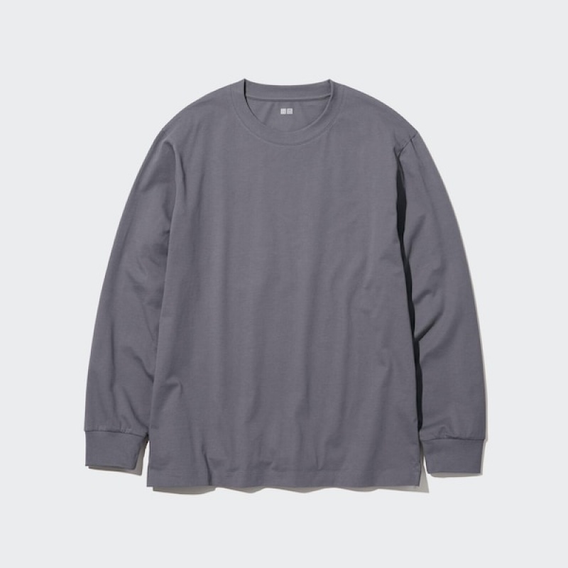 Uniqlo AIRism Bomulds UV Protection Crew Neck T Shirts Herre Grå | 8712-QXITU