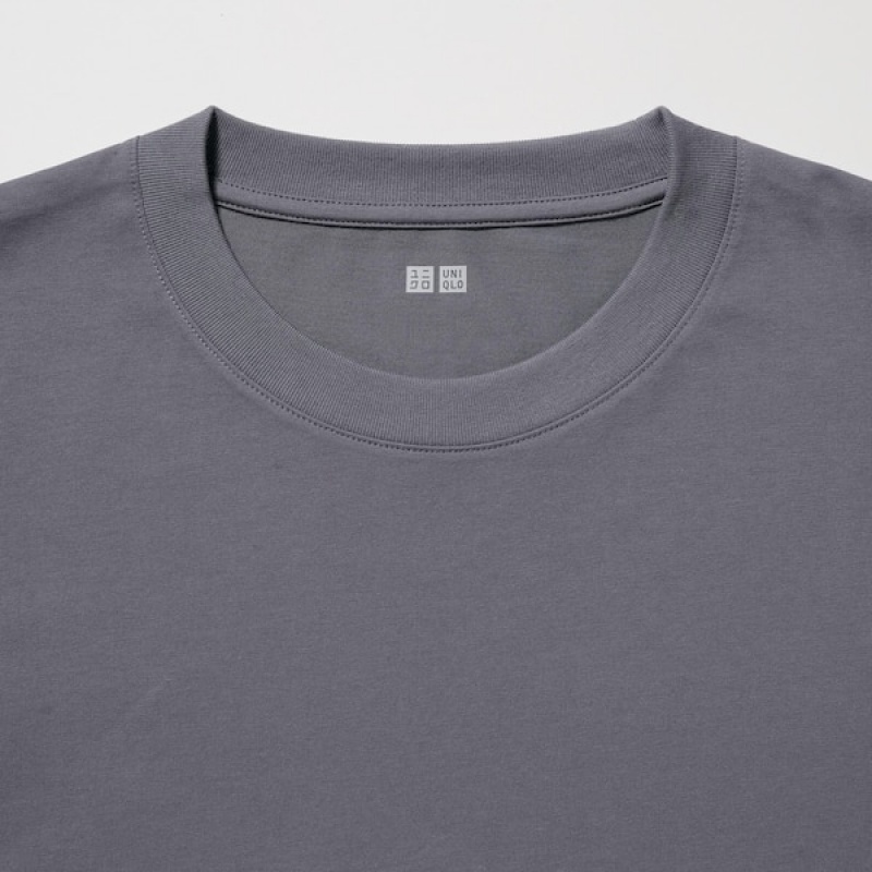 Uniqlo AIRism Bomulds UV Protection Crew Neck T Shirts Herre Grå | 8712-QXITU