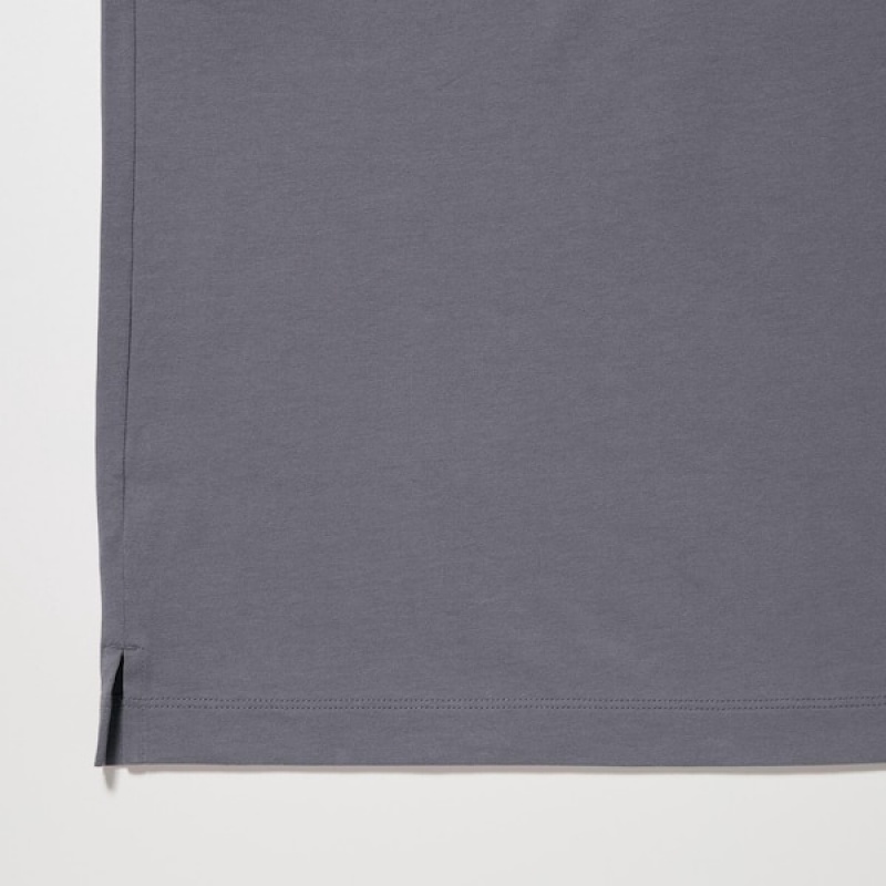 Uniqlo AIRism Bomulds UV Protection Crew Neck T Shirts Herre Grå | 8712-QXITU