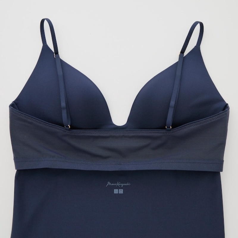 Uniqlo AIRism Plunging Camisole Bra Toppe Dame Mørkeblå | 3256-UIXDG