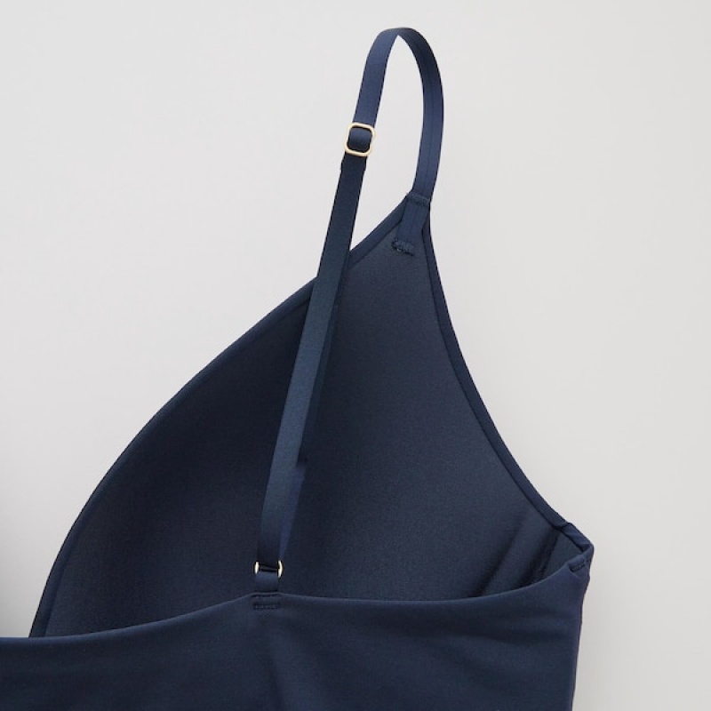 Uniqlo AIRism Plunging Camisole Bra Toppe Dame Mørkeblå | 3256-UIXDG