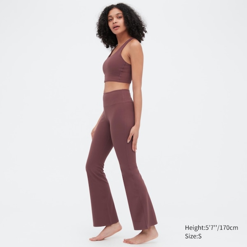 Uniqlo AIRism Soft Flare Leggings Dame Bordeaux | 3514-NMZOB