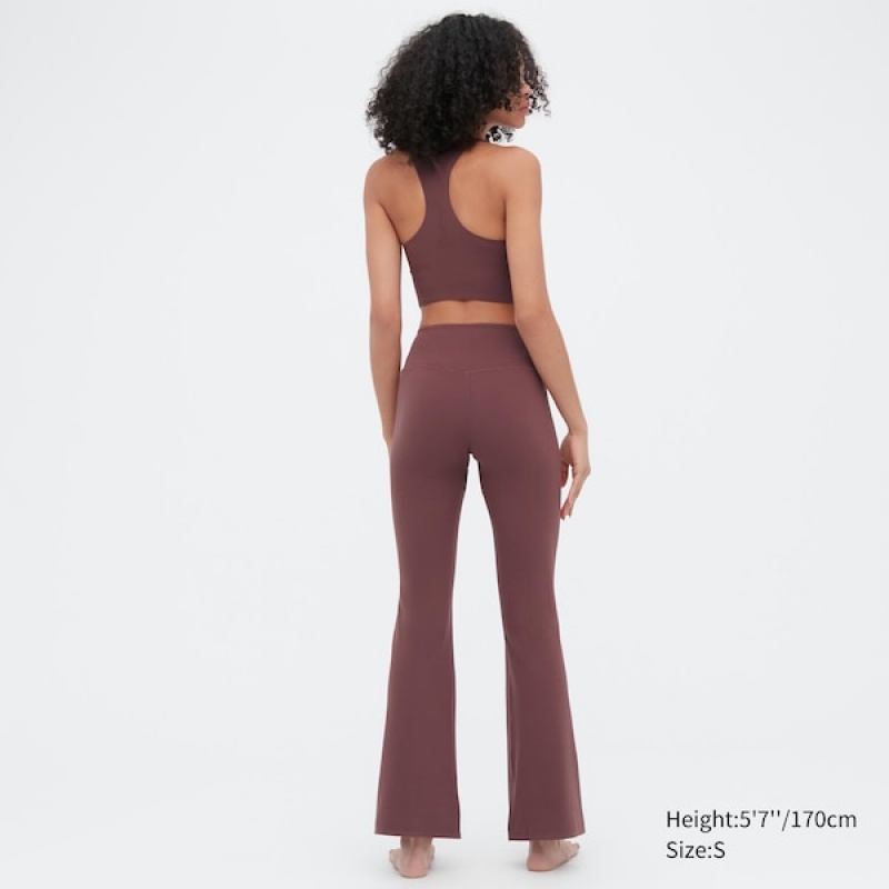 Uniqlo AIRism Soft Flare Leggings Dame Bordeaux | 3514-NMZOB