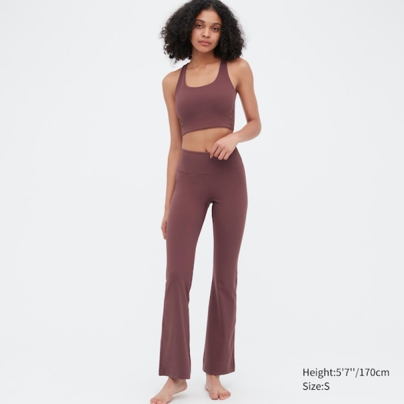 Uniqlo AIRism Soft Flare Leggings Dame Bordeaux | 3514-NMZOB