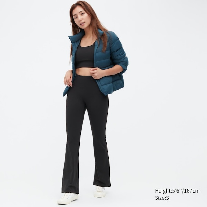 Uniqlo AIRism Soft Flare Leggings Dame Sort | 4285-EQXFU