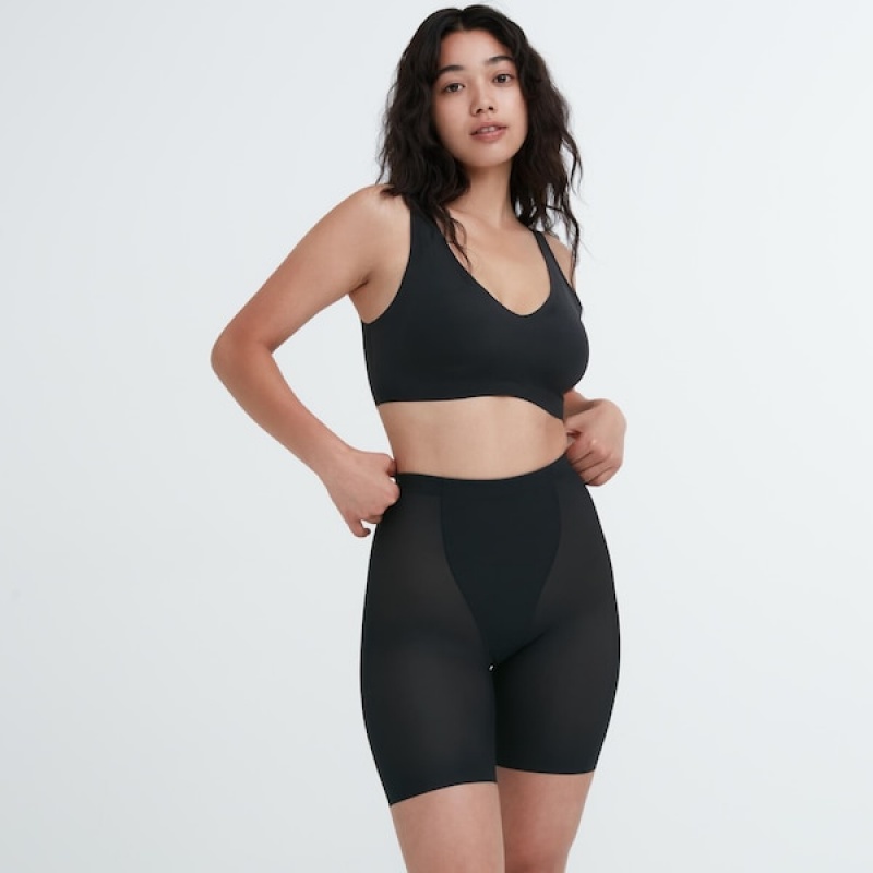 Uniqlo AIRism Support Body Shaper Unlined Half Shorts Dame Sort | 1425-AHKVC