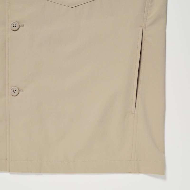 Uniqlo AirSense Shirt jackets Herre Beige | ZJUQPH-945