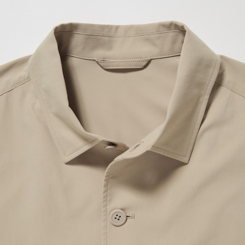 Uniqlo AirSense Shirt jackets Herre Beige | ZJUQPH-945