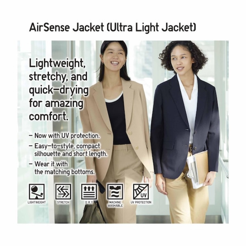 Uniqlo AirSense jackets Dame Beige | 0875-WKGTP