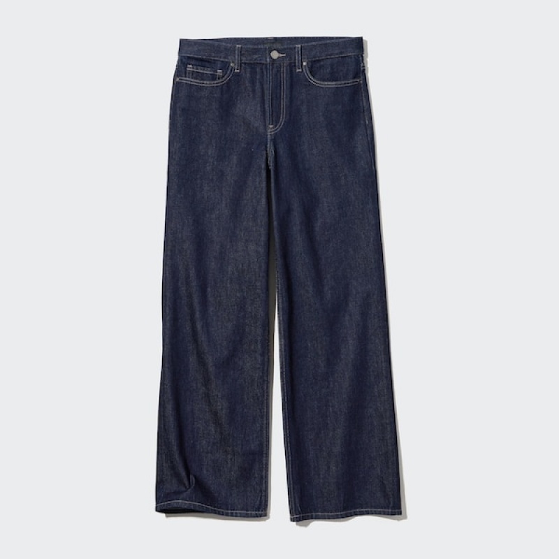 Uniqlo Baggy Jeans Dame Mørkeblå | 3725-TYVNL