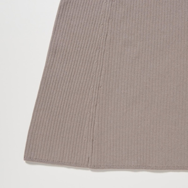 Uniqlo Bomulds Blend Knit Uden Ærmer Kjole Dame Beige | 1846-ZDGUH