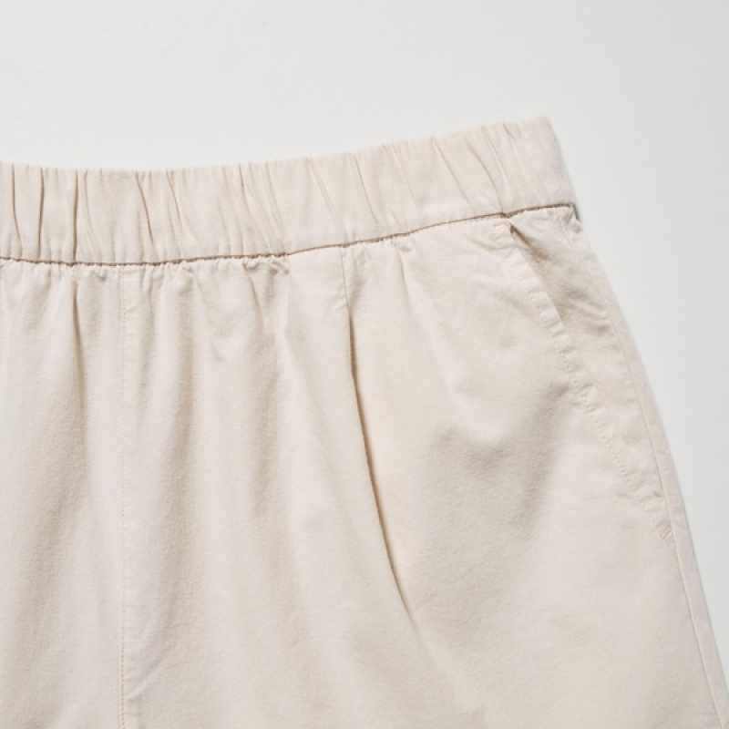 Uniqlo Bomulds Easy Shorts Dame Hvide | 0186-WOAGZ