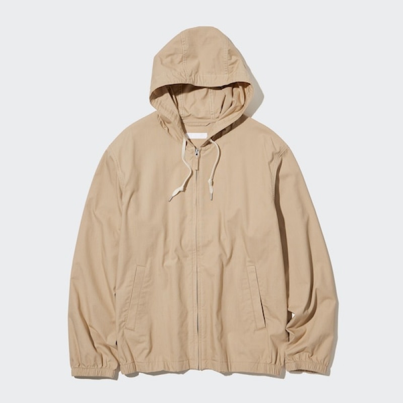 Uniqlo Bomulds Parka Herre Beige | KSODCN-329