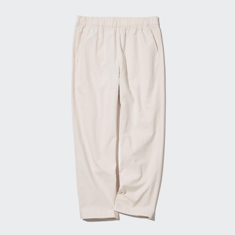 Uniqlo Bomulds Relaxed Ankle Bukser Dame Hvide | 2586-UESDW