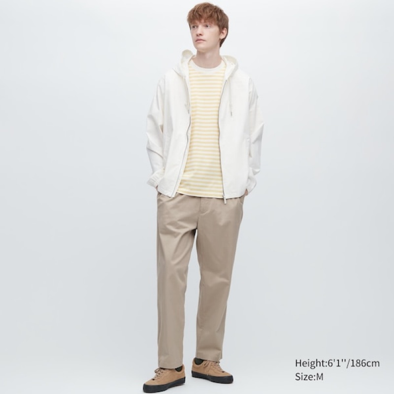 Uniqlo Bomulds Relaxed Ankle Bukser Herre Beige | 7086-HKDLY