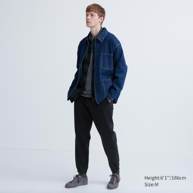 Uniqlo Bomulds Relaxed Joggers Herre Sort | 0827-BJLUC