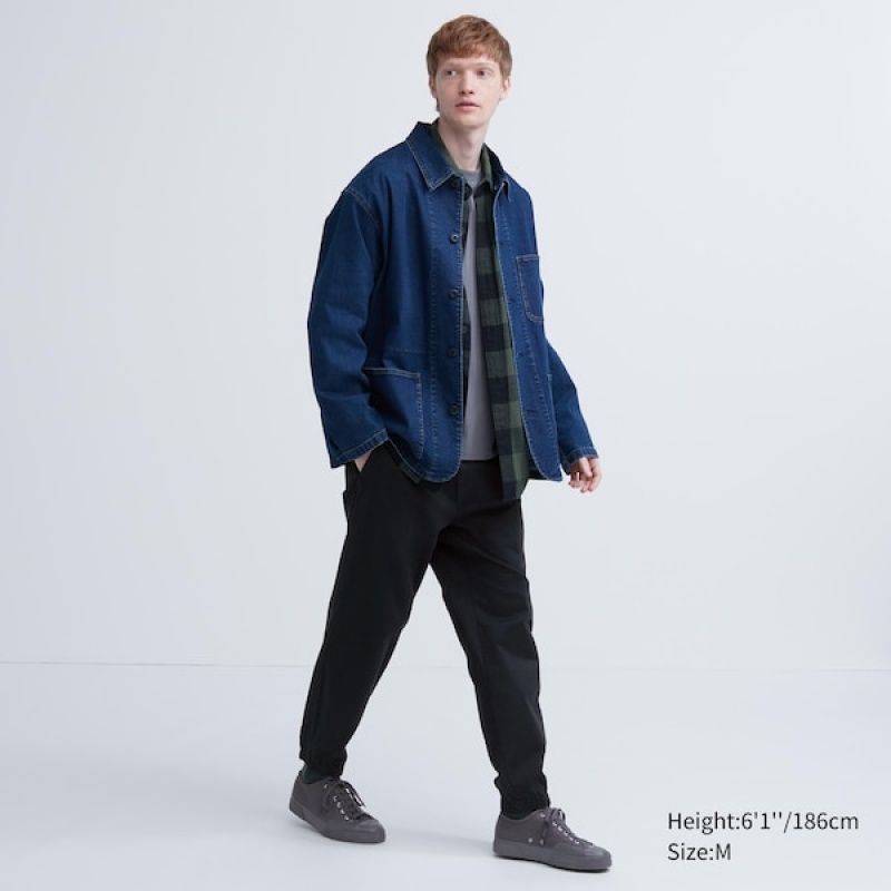 Uniqlo Bomulds Relaxed Joggers Herre Sort | 0827-BJLUC