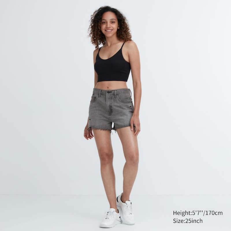 Uniqlo Boyfriend Denim Shorts Dame Grå | 9864-RTVDL