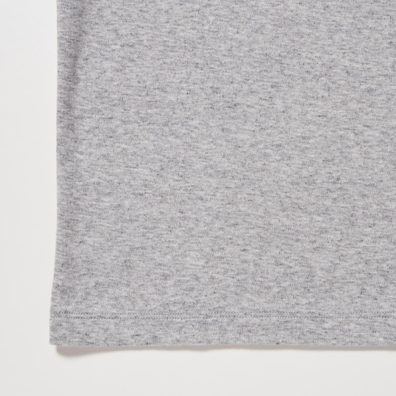 Uniqlo Brushed Bomulds Crew Neck Long-Sleeve T Shirts Herre Grå | 6509-EUYNP