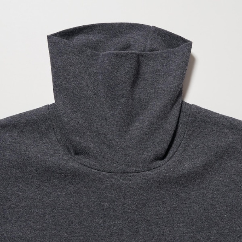 Uniqlo Brushed Bomulds Turtleneck Long-Sleeve T Shirts Herre Grå | 2791-YICZN