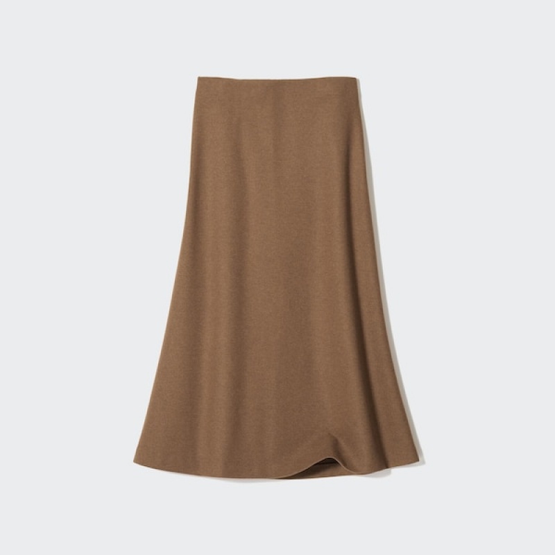 Uniqlo Brushed Jersey Flared Nederdel Dame Abrikos | 4012-GIKNS