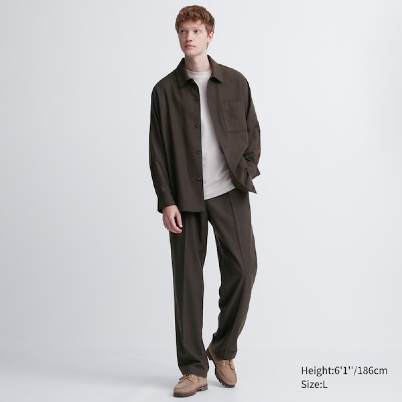 Uniqlo Brushed Twill Overtrøje Herre Brune | 6417-ZPQHS