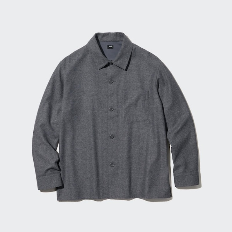 Uniqlo Brushed Twill Overtrøje Herre Grå | 0491-UPYXC