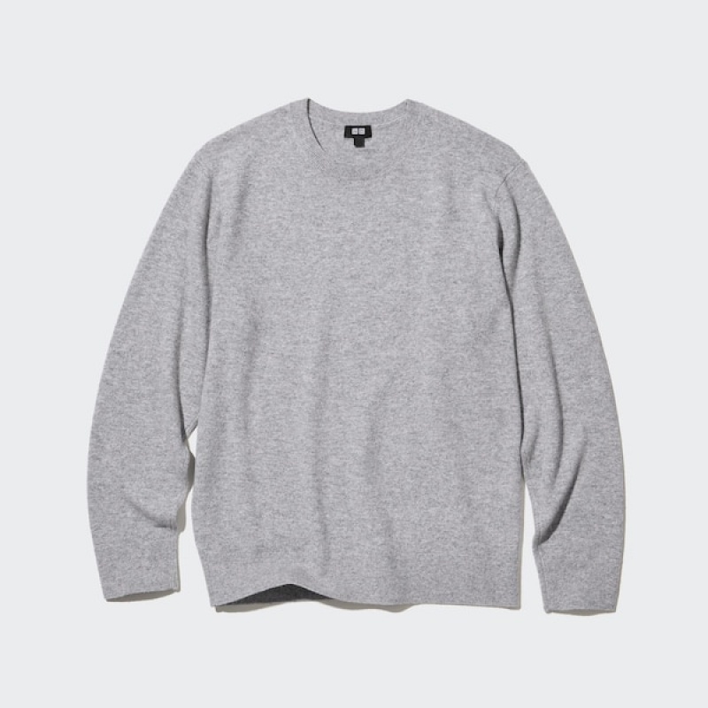 Uniqlo Cashmere Crew Neck Long-Sleeve Trøjer Herre Grå | 3580-BGCAE