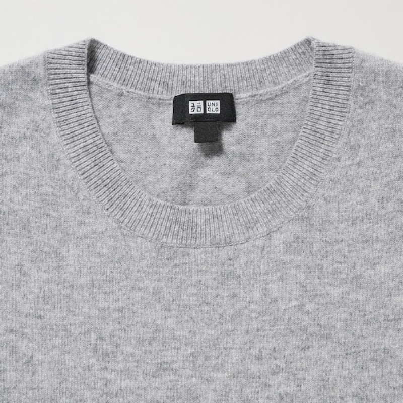 Uniqlo Cashmere Crew Neck Long-Sleeve Trøjer Herre Grå | 3580-BGCAE