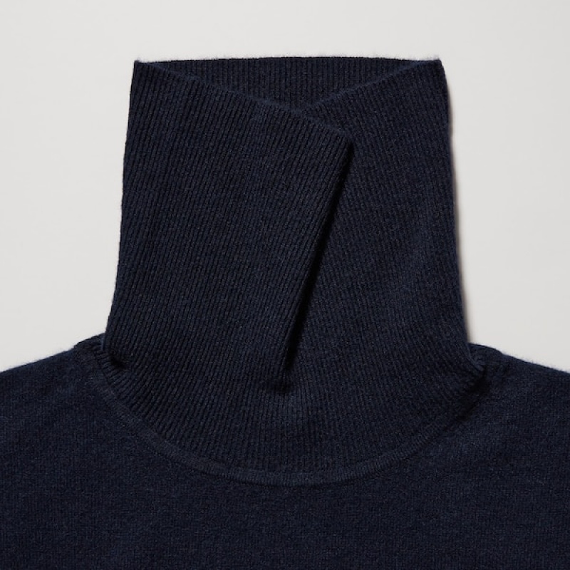 Uniqlo Cashmere Turtleneck Long-Sleeve Trøjer Dame Mørkeblå | 3960-BODAJ