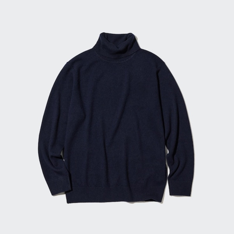 Uniqlo Cashmere Turtleneck Long-Sleeve Trøjer Dame Mørkeblå | 3960-BODAJ