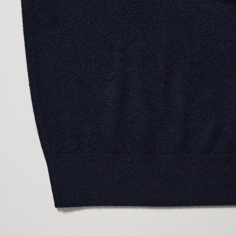 Uniqlo Cashmere Turtleneck Long-Sleeve Trøjer Herre Mørkeblå | 7032-XOZUH