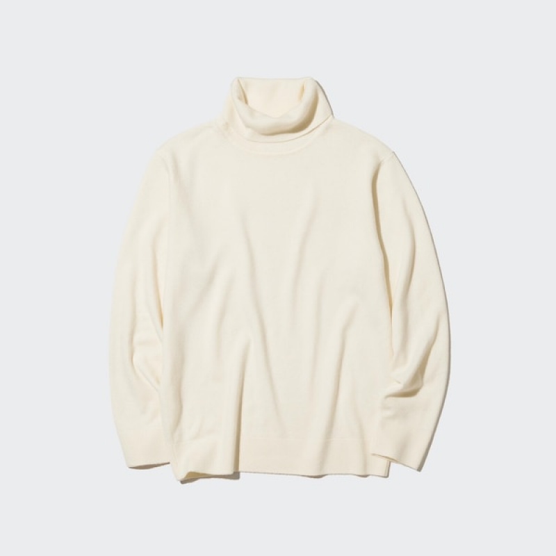 Uniqlo Cashmere Turtleneck Long-Sleeve Trøjer Herre Hvide | 3926-PFTLZ