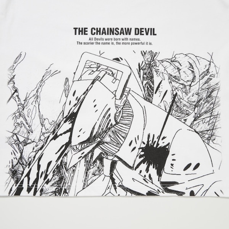 Uniqlo Chainsaw Man × Kosuke Kawamura UT T Shirts Herre Hvide | 1037-GHVZS