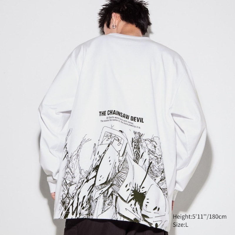 Uniqlo Chainsaw Man × Kosuke Kawamura UT T Shirts Herre Hvide | 1037-GHVZS