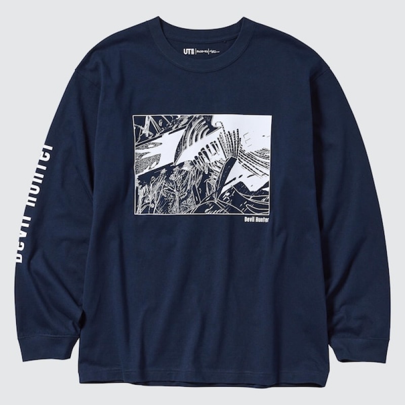 Uniqlo Chainsaw Man × Kosuke Kawamura UT T Shirts Herre Mørkeblå | 9831-WKINP