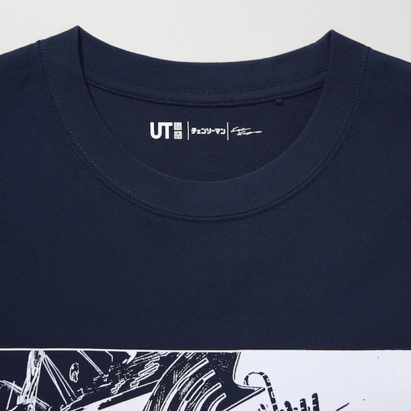 Uniqlo Chainsaw Man × Kosuke Kawamura UT T Shirts Herre Mørkeblå | 9831-WKINP