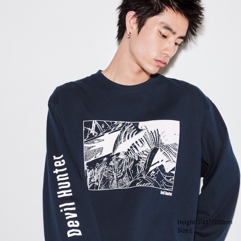 Uniqlo Chainsaw Man × Kosuke Kawamura UT T Shirts Herre Mørkeblå | 9831-WKINP