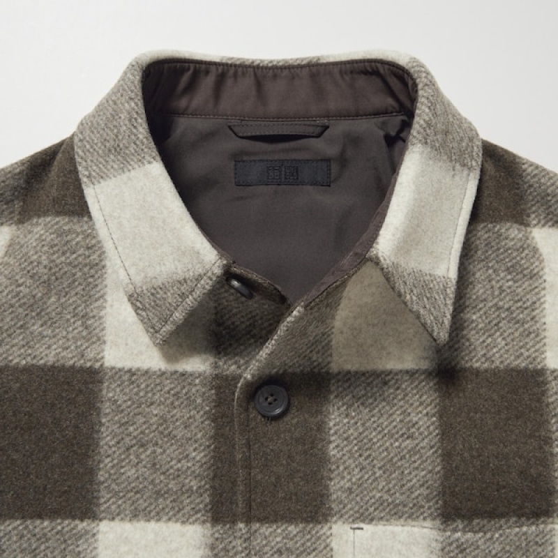 Uniqlo Checked Overshirt jackets Herre Brune | VUPGLR-648