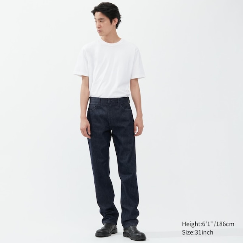 Uniqlo Classic Cut Jeans Herre Blå | 5839-UBSPQ