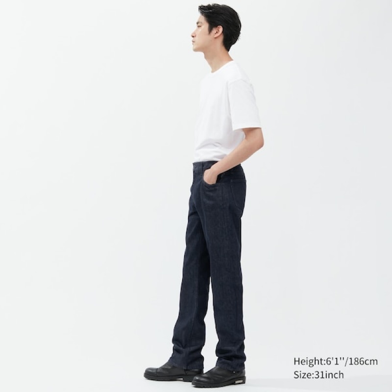 Uniqlo Classic Cut Jeans Herre Blå | 5839-UBSPQ