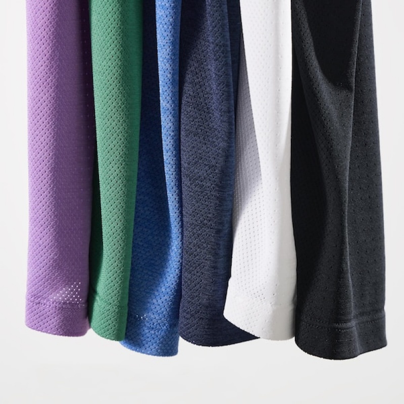 Uniqlo DRY-EX Crew Neck Kort-Sleeve T Shirts Herre Blå | 1247-NTFZQ