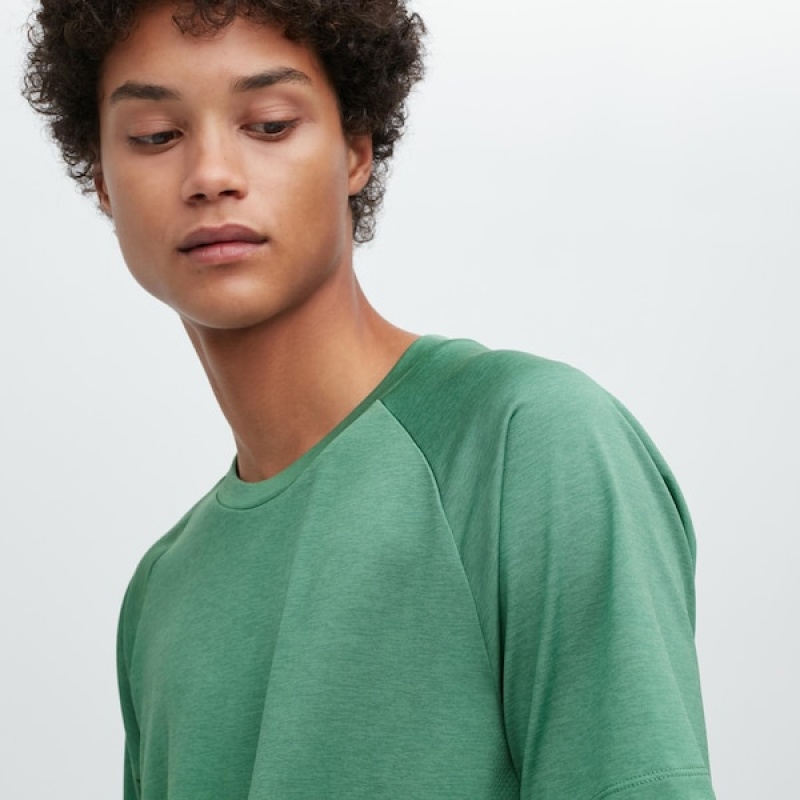 Uniqlo DRY-EX Crew Neck Kort-Sleeve T Shirts Herre Grøn | 0753-RNFQH