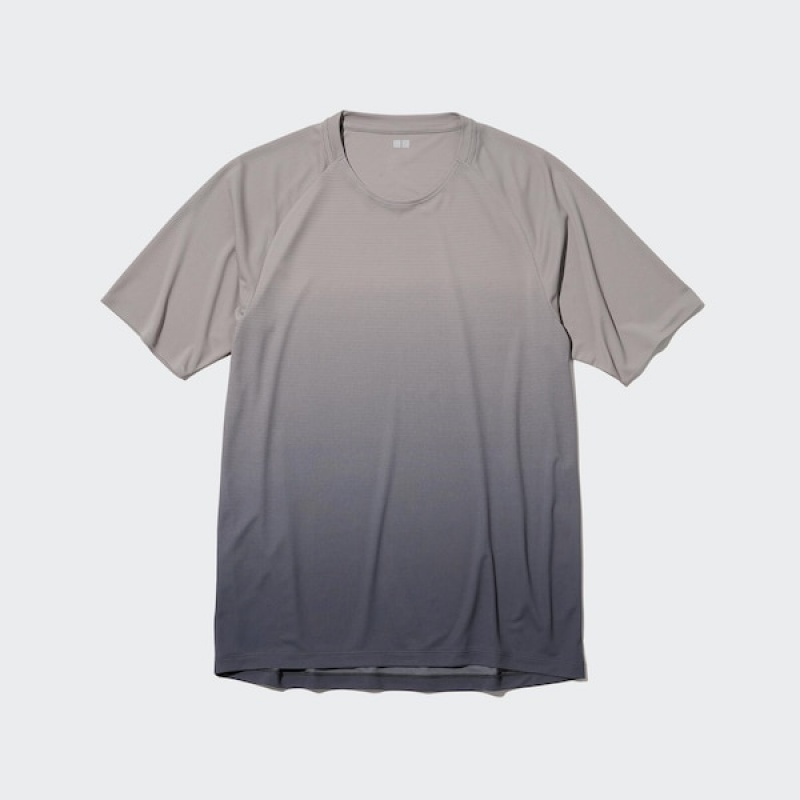 Uniqlo DRY-EX Crew Neck Kort-Sleeve T Shirts Herre Grå | 9673-BIYLE