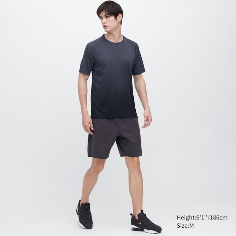 Uniqlo DRY-EX Crew Neck Kort-Sleeve T Shirts Herre Sort | 7841-WFAPT