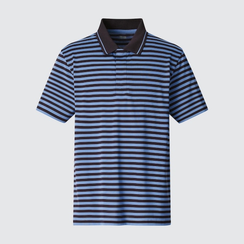 Uniqlo DRY-EX Kort-Sleeve Poloshirt Herre Blå | 2610-HCGXZ